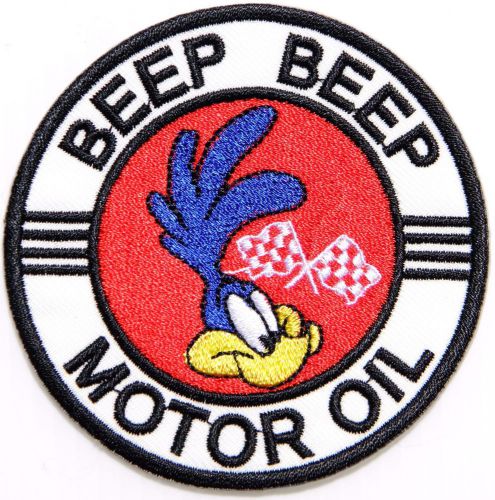 Beep beep motor oil roadrunner road runner racing car patch iron on jacket cap