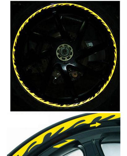 Reflective wheel rim sticker for motorcycle bike decal tape yellow flame korean