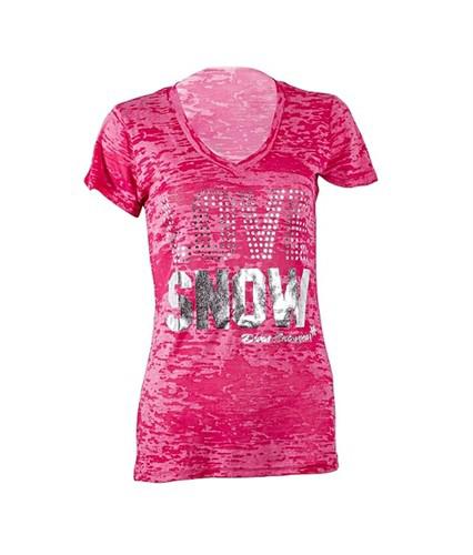 Divas snow gear ladies love snow glam t-shirt - pink (xl / x-large)