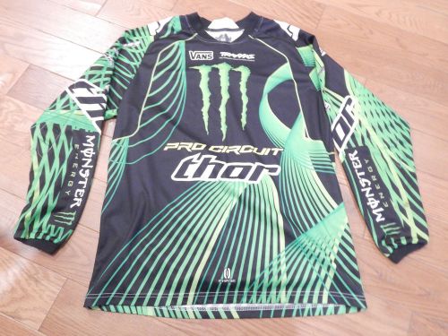 Thor racing monster energy motocross jersey green &amp; black sz adult m euc!