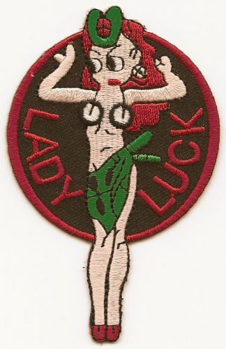 Lady luck embroidered patch 2-1/8 inches long size new rat rod iron on