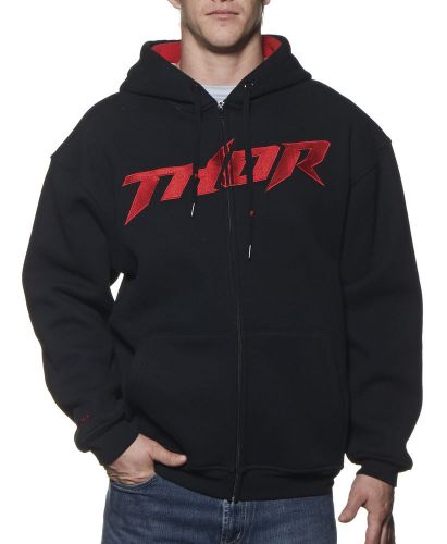 Thor pinned mens waffle zip-up hoodie black/red
