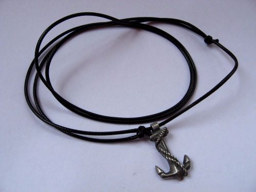 Anchor silver vintage collectible necklace leather lace good taste
