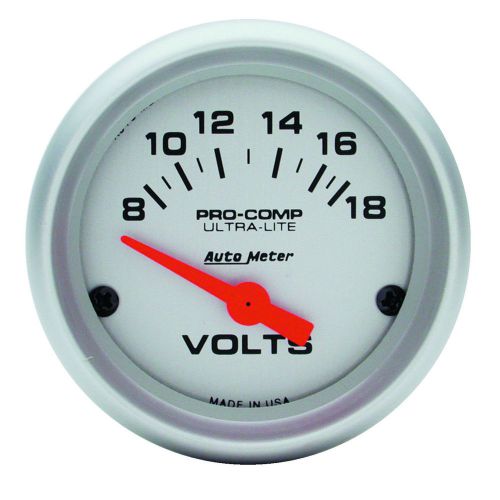 Auto meter 4391 voltmeter 2-1/16&#034; silver face ultra-lite seri