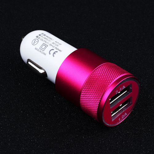Dual usb twin universal car cigarette lighter socket charger metal adapter red