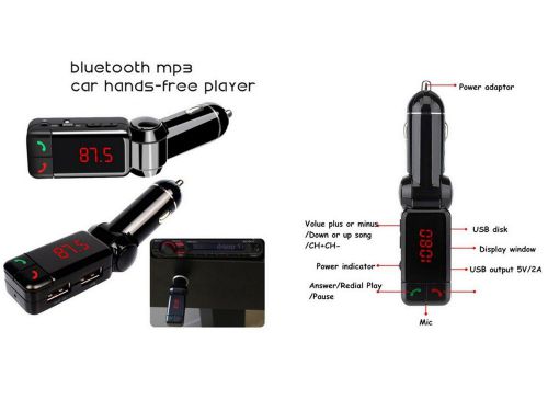 Car mp3 audio player bluetooth fm transmitter wireless for iphone samsung