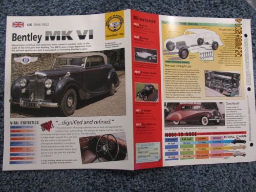 ★★ bentley mk vi - collector brochure specs info - 1946 - 1952 ★★