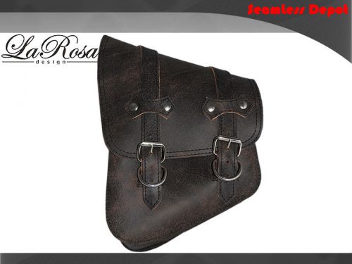 Larosa rustic black leather clasick harley softail chopper bobber left saddlebag