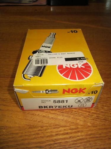 Ngk lot of 10 nos marine boat engine spark plugs stock no. 5881 bkr7eku new wbox
