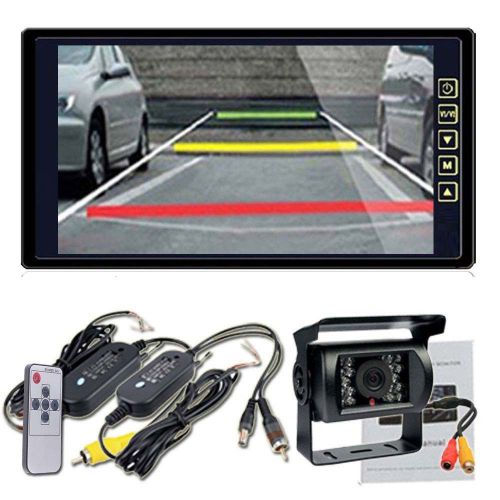 Wireless ir rear view backup camera night vision system +9&#034; monitor for rv truck