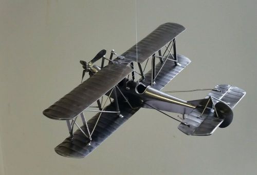 New antique style metal bi-plane art decor moving tail fin &amp; propeller