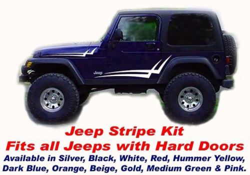 Jeep cj5 tj wrangler renegade hood side door decals stripes double check kit