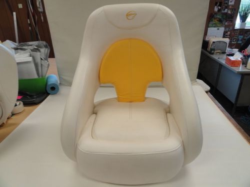 Crownline off white / yellow vinyl bolster seat 24" w x 28-1/2" h marine boat