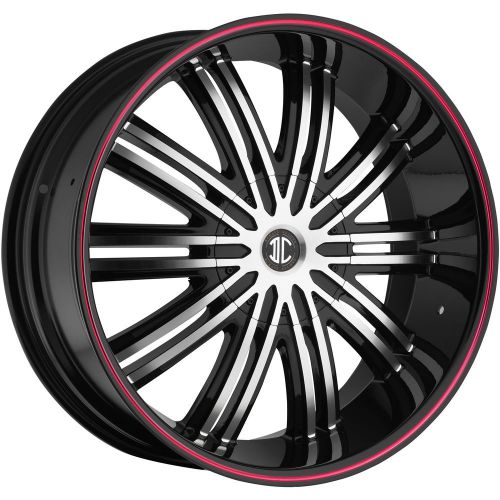 N07-2495y30pr 24x9.5 6x135 6x5.5 (6x139.7) wheels rims machined black red alloy