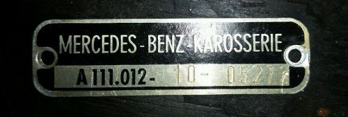 Vintage mercedes 111 chassis placard