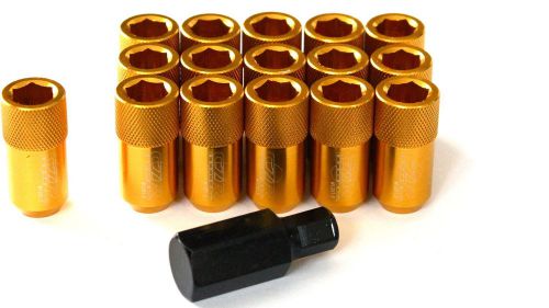 Czrracing tuner shorty gold 16 pcs 12x1.5mm lug nuts+socket key(fits:lexus)