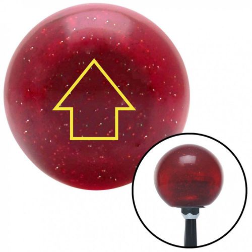 Yellow classic arrow up red metal flake shift knob with 16mm x 1.5 insert dirt
