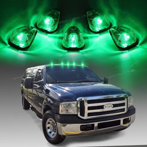 For 99-16 ford e/f,clear cover cab marker light 264143cl+158 5050 green led 5pcs