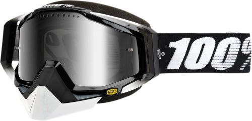 100% racecraft snow goggles black w/mirror silver lens 50113-001-02