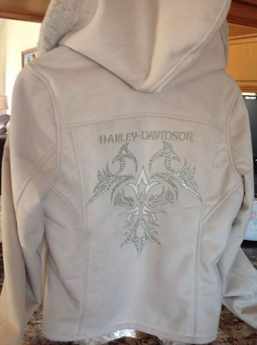 Harley davidson womens stargazer faux-shearling jacket off white size m $70.00