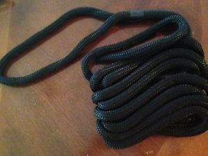 One pair (two dock lines) 1/2&#034;x 15 feet black double braid nylon rope dock lines