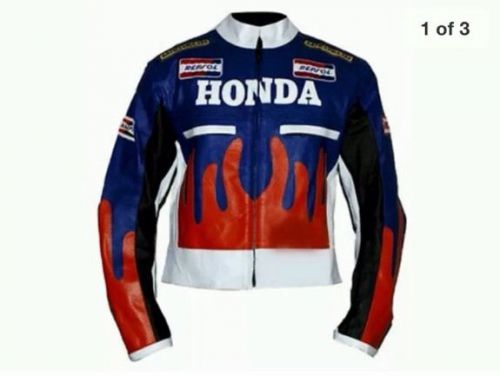 Honda red flames motorbike leather jacket-full protection