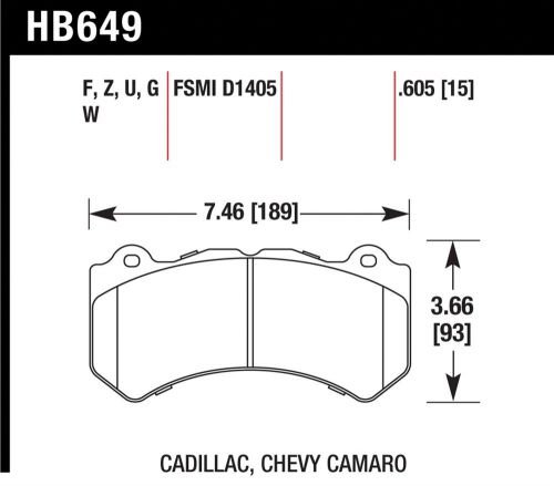 Hawk performance hb649g.605 disc brake pad fits camaro cts grand cherokee (wk2)