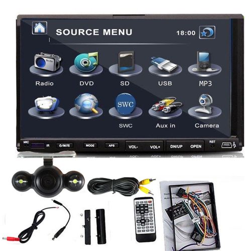 In dash 2din 7&#034; touch screen car stereo cd dvd player mp3 fm radio + free camera