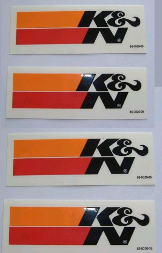 ( set of 4 ) genuine k&amp;n logo decal sticker  4.5&#034; x 1.5&#034;