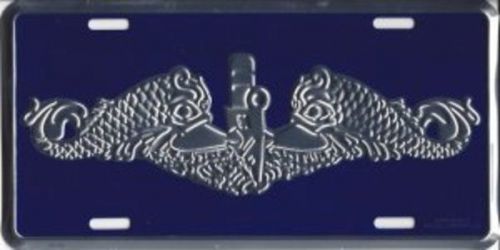 Navy submarine dolphin silver license plate