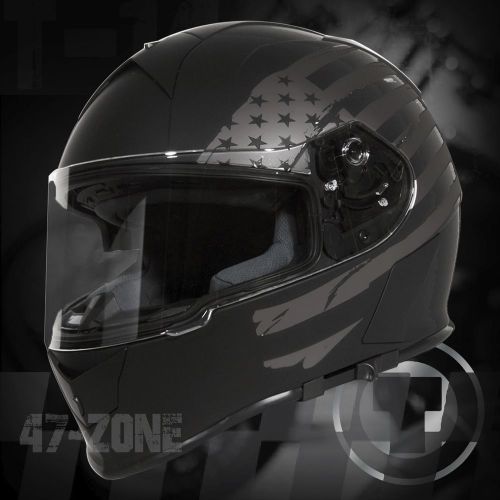 T14 t-14 mako grey flag matte black xs full face dual visor motorcycle helmet