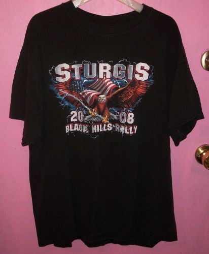 2008 sturgis black hills harley davidson motorcycle rally black t-shirt xl