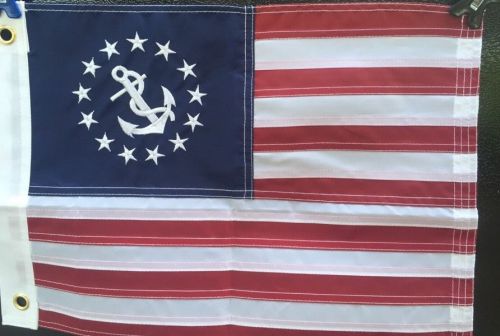 Embroidered nylon yacht ensign boat flag sewn stripes usa american made 12x18