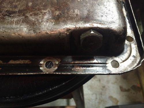 Used transmission pan for powerglide transmission with drain screw