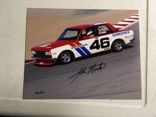 Datsun 510 8 x 10 bre 46 racing picture signed by john morton