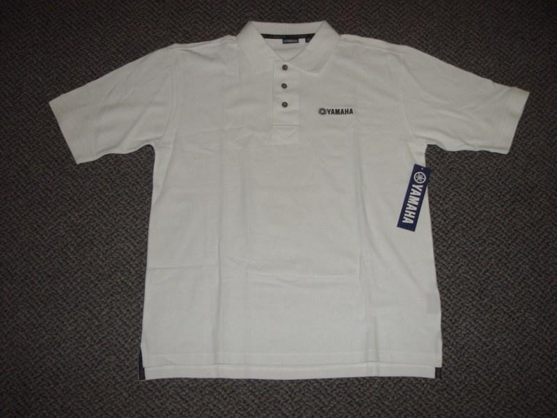 New yamaha mens tuning fork polo size: large  color: white  w/ black embroidery