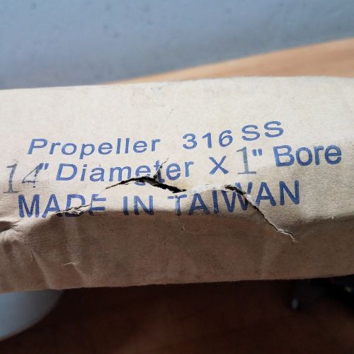 Unbranded 316 stainless steel propeller, 14" diameter, 1" bore - new
