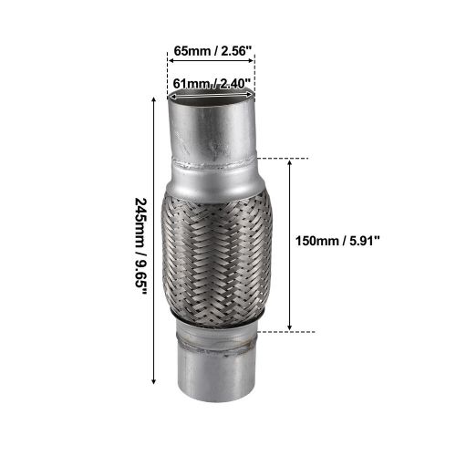 65x245mm Universal Car Exhaust Joint with Welding Extension Pipe Silver Tone, AU $37.74, image 2