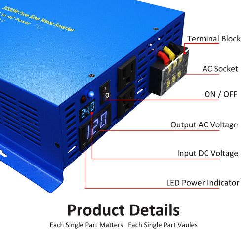 2000W Pure Sine Wave Inverter 18V to 120V Truck RV Car Power Camp Motor Solar RV, US $280.25, image 6
