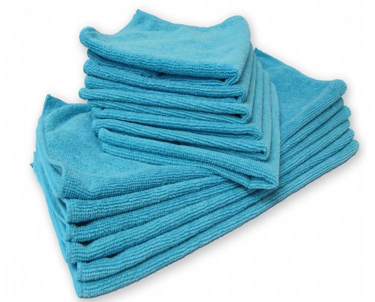 24 blue 12"x12" microfiber cleaning cloths detailing polishing towels rags 300g