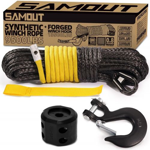 Synthetic Winch Rope Kit 1/4 in x 50 ft 9500LBS Cable Forged 13500LBS Winch Hook, US $40.96, image 7