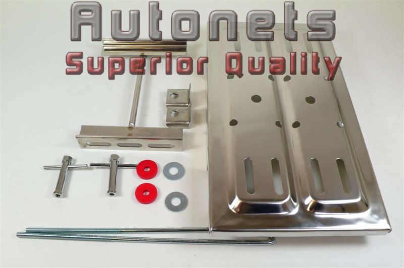 Stainless steel 7 1/2" x 13 1/4" battery tray kit universal fit hot rod