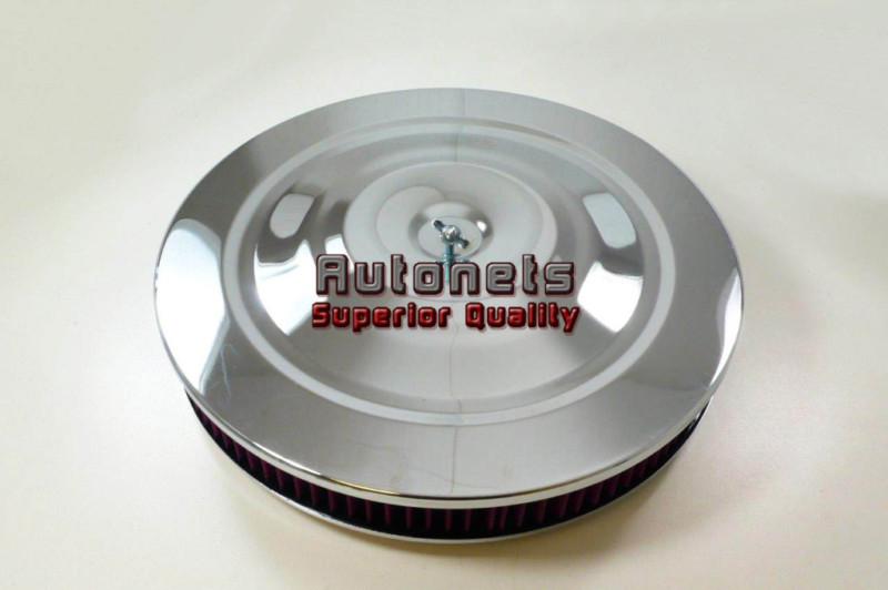 14" x 3" round mustang style washable element chrome air cleaner hot rat rod