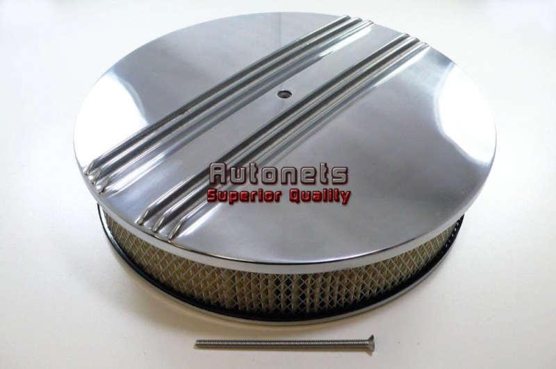 14" round nostalgic split finned polished aluminum air cleaner chevy ford gm