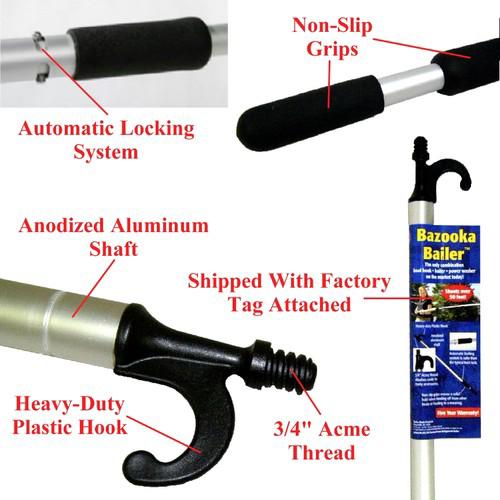 NEW ALUMINUM TELESCOPIC BOAT BAILER/HOOK/POWER WASHER, US $21.99, image 4