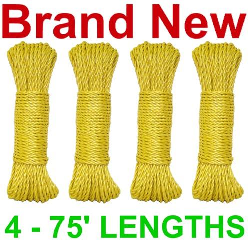 New 300' 3-strand twist 1/4" poly dock line/rope,ylw