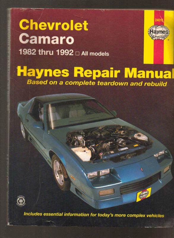 Haynes repair manual camaro 1982 thru 1992 all models