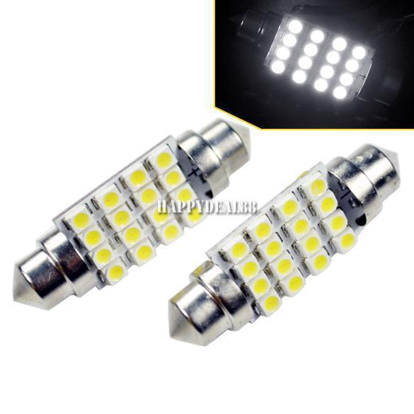 New 2 x 42mm 16 led super white festoon dome smd3528 car bulb lamp light hd23l
