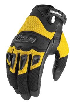 Icon twenty-niner yellow black leather gloves 2xlarge xxl