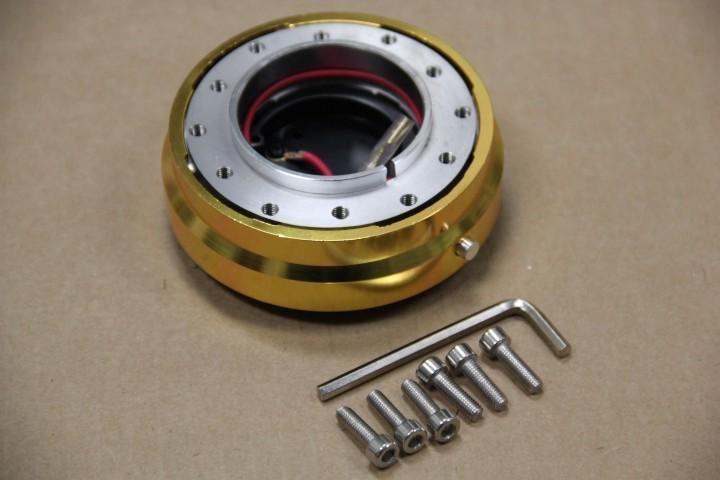 6 hole universal steering wheel 1.5" short quick release adaptor slim kit yellow
